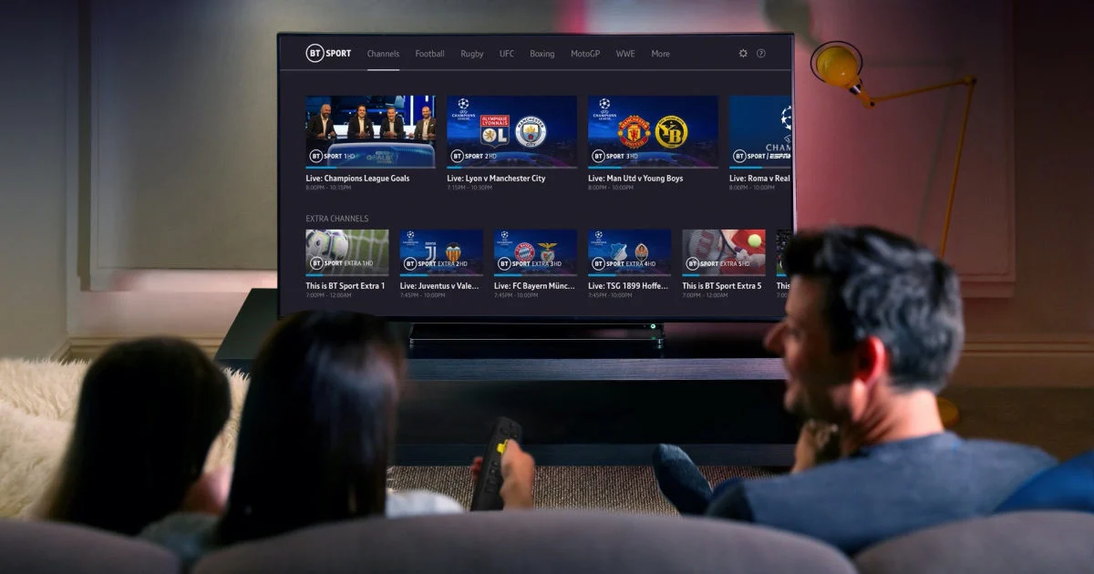 Tele Tv IPTV interface shown on multiple devices like TV, tablet, and laptop